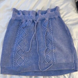 Free People Blue Knit Mini Skirt